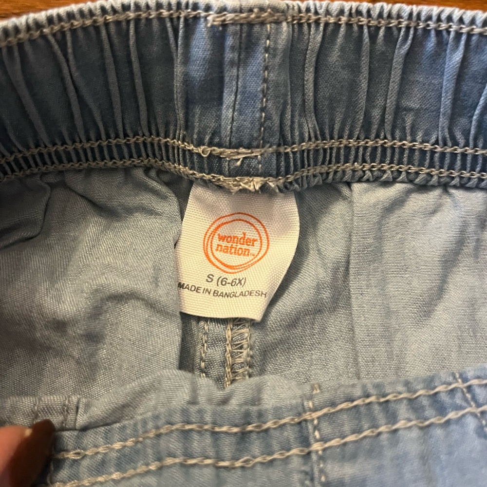 Wonder Nation Kids Denim Shorts with Drawstring - Picture 2 of 3